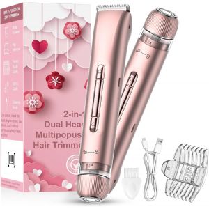 Oayew-Rasoir Intime Pour Femme - Rasoir &Eacute;lectrique 2 En 1 Pour Femme - Rasoir Silky Splash Rechargeable - Tondeuse Pour Femme - Pour Bikini Aisselles - Lames En C&eacute;ramique Interchangeables - &Eacute;tanche - Neuf
