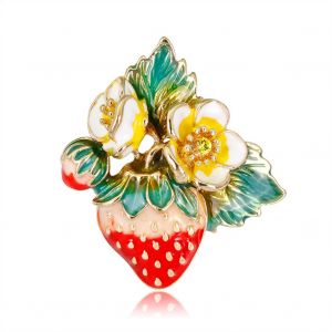 Broche En Alliage Colore, Joli Motif Fraise, Accessoire De Vetement, Bijoux - Neuf