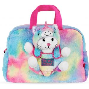 Sac à Dos Licorne Kawaii pour Fillette 3 4 5 6 Ans-Sac roulettes Sport avec Peluche Chaton Chat Amovible Fille Enfant École Maternelle-Sac de Voyage Doux (Sac de Sport) - Neuf