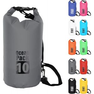 Kalanka-10l Sac Étanche Polyvalent, 2l/5l/10l/15l/20l/30l Gris Waterproof Dry Bag Avec Longue Bandoulière Réglable Sac À Dos Confort Imperméable Pour Bateau/Kayak/Pêche/Rafting/Natation/Camping/Snowb - Neuf