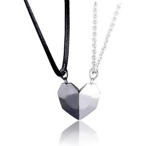 Kal-2 Pi&egrave;ces Colliers Magn&eacute;tiques De Couple, Collier Couple Aimant Pendentif Puzzle Coeur S&eacute;parable Magn&eacute;tique Attraction Mutuelle Amiti&eacute; Amour Cadeau Femmes Hommes Romantique Saint Valentin - Neuf