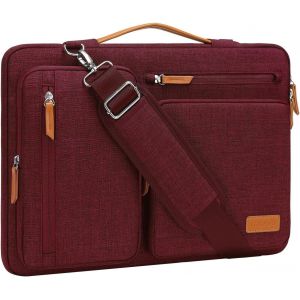 Sacoche Ordinateur Portable,Sacoche Pc Portable 17-17,3 Pouces Compatible Avec Macbook,Hp,Dell,Sac Ordinateur Sac Messager Côté Ouvert Avec 4 Poches Zipper&Poignée,Vin Rouge - Neuf