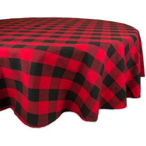Sjzg-Buffalo Check Collection Nappe Classique En Coton, Rouge/Noir, 180 Cm, Ronde - Neuf
