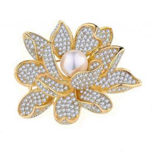 Broches En Strass Et Perles En Forme De Fleur - Broches Dor&eacute;es Pour Robes Et Vestes, Motif Floral &Eacute;l&eacute;gant - Neuf