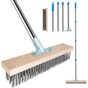 NouvelHorizonstore-Balai Brosse M&eacute;tallique Ext&eacute;rieur avec Manche T&eacute;lescopique - Balai de Terrasse Puissant pour Enlever Salet&eacute;s, Feuilles Mortes, Id&eacute;al Jardin, All&eacute;e, Toiture (Poils Durs) - Neuf