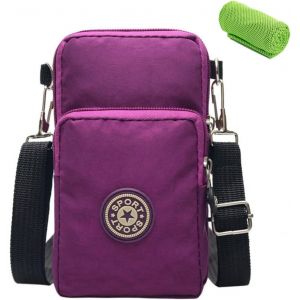 JGD-Mini Sacs Femmes Portefeuille Petit Sac &agrave; Bandouli&egrave;re en Tissu Femme Brassard de Sport Ceinture Porte Passeport Monnaie T&eacute;l&eacute;phone Portable Pochette fille Sacoche Voyage &Eacute;tui pour iPhone Samsung W - Neuf