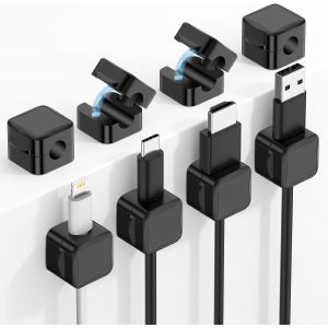 8 Pack Pinces &Agrave; C&acirc;bles Magn&eacute;tiques,C&acirc;ble Organisateur Magn&eacute;tique,Organisateur De Gestion De C&acirc;bles,Organisateur Pour C&acirc;bles Chargeur,Pinces Magn&eacute;tiques Pour Table De Nuit,Voiture,Mur,Noir - Neuf