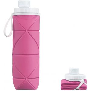 Dewenwils Bouteille d'eau pliable Bouteilles de voyage étanches et résistantes à la chaleur 600ml (rose) - Neuf