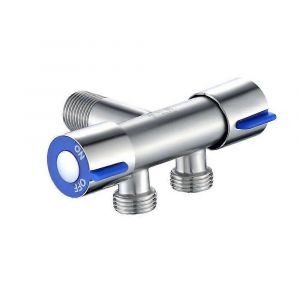 1 pièce double poignée en acier inoxydable robinet d'eau froide salle de bain machine à laver robinet 118 * 7 * 41cm deux voies de sortie robinets d'eau - Neuf