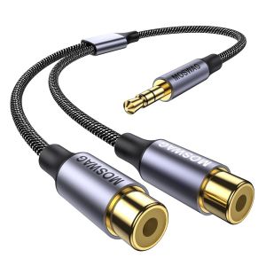 BHHBB-Câble 3,5 mm vers RCA, lot de 1, 2 câbles adaptateurs audio stéréo RCA vers prise casque femelle RCA compatible avec smartphones, MP3, tablettes, haut-parleurs, cinéma maison - Neuf