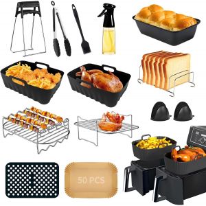 NouvelHorizonstore-Ninja Accessoires pour friteuse &agrave; air chaud Ninja Foodi Max Dual Zone AF300EU AF400EU 7,6 L-9,5 L, moule en silicone pour friteuse &agrave; air chaud Ninja - Neuf