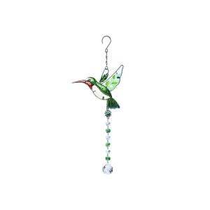 Pendentif attrape-soleil en cristal colibri pour fen&ecirc;tre - D&eacute;coration suspendue verte - Neuf