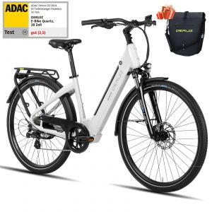 Velo Electrique Deruiz Quartz 28 Pouces Ebike Autonomie 161km - 250w - 25km/H - Batterie 48v644wh - Shimano 8 Vitesses - Neuf