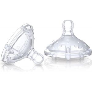 Lot De 2 Tétines De Rechange En Silicone Pour Biberons De 3 Mois Et Plus, Sans Bpa, Débit Moyen, Faciles À Verrouiller, Valves Anti-Coliques Pour Nouveau-Nés - Neuf