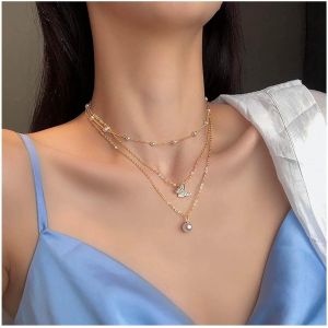 Kal-Collier Ras Du Cou En Perles Vintage Collier Pendentif Papillon Doré Collier En Perles Cz Collier En Perles Multicouches Collier En Perles Bijoux Pour Femmes Et Filles - Neuf