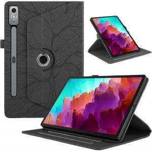 Coque Pour Lenovo Tab P12 12.7 Pouces 2023 (Tb-370f),Etui Premium Cuir Pu Rotatif À 360 Antichoc Degrés Flip Case Cover Fonction Support Housse-Noir - Neuf