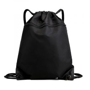 (Noir) Sac de sport &agrave; cordon, sac de piscine &eacute;tanche, grand sac &agrave; dos de sport, sac de sport avec poche ext&eacute;rieure zipp&eacute;e, sac de plage Oxford, sac de sport hipster pour hommes et femmes - Neuf