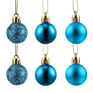 48pcs Lumineux De La Lanterne Ronde Arbre De No&euml;l Suspendus Boule D&eacute;cor De Vitrine Pour Les Utilisateurs En G&eacute;n&eacute;ral De Couleur Bleu L&eacute;ger - Neuf