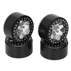 Lot de 4 moyeux de roue de 2,2 pouces en alliage d'aluminium pour voiture telecommandee Rock Crawler 1/10, argent - Neuf