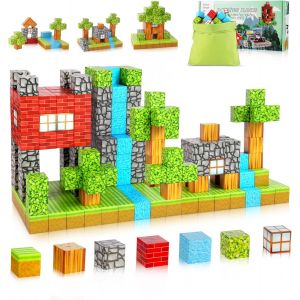 Bloc De Construction Magn&eacute;tique-100 Pi&egrave;ces Cube Magn&eacute;tique,Bloc Magnetique Enfant Construisez Un Monde Fantastique-S&eacute;rie Foresti&egrave;re,Super Cadeau Pour Les 3 Ans Et Plus - Neuf