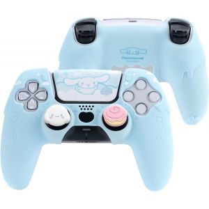 Coque de protection en silicone antid&eacute;rapant pour manette de PS5 avec 2 capuchons de pouce et 1 autocollant - Neuf