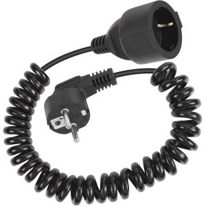 Rallonge &eacute;lectrique Extensible de 0,6 m &agrave; 2 m Max, Petite rallonge Electrique avec Prise de s&eacute;curit&eacute;, c&acirc;ble spiral&eacute; 3 x 1,0 mm&sup2; avec Prise Schuko et connecteur pour la Maison, Le Bureau - Neuf