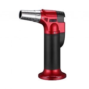 HJLIAN Briquet torche a jet droit portable pour cigare, torche de soudage pour barbecue, flamme a jet, noir et rouge - Neuf