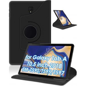 ERYI-Coque Pour Samsung Galaxy Tab A 10.5 2018 (Sm-T590/T595) Ultra Mince Slim Housse De Protection Avec 360 Degrés Support Fonction Cuir Étui Tablette A 10,5 2018 Cover, Noir - Neuf