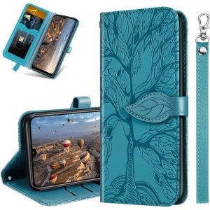 Kal-Coque Pour Huawei P Smart Z Rabat Étui, Honor 9x Protection Housse En Cuir Pu, Coques Portefeuille Pour Huawei P Smart Z/Honor 9x. Rx2 Tree Blue - Neuf