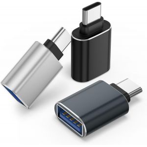 NFGR-Adaptateur Usb C Vers Usb (Lot De 3), Adaptateur Usb-C Mâle Vers Usb-A 3.0 Femelle Otg Compatible Avec Macbook Pro, Samsung Galaxy, Téléphones Type-C Et Plus (Noir+Argent+Gris) - Neuf