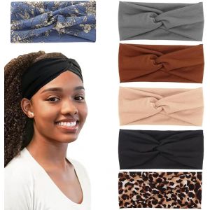 6 Pi&egrave;ces Bandeau Cheveux Femme Boho Bandeaux Vintage Fleur Imprim&eacute; Hair Bandeau Cross Nou&eacute; &Eacute;lastique Bande De Cheveux Accessoire Pour Cheveux Courts - Pour Yoga, Entra&icirc;nement, Course &Agrave; Pied, Sport - Neuf