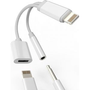 TRAHOO-Adaptateur Lightning A AUX Audio(2 en 1)Pour Iphone 14 13 Charge Jack C&acirc;ble Pour Apple MFI Certifi&eacute; Adaptateur C&acirc;ble Chargeur &Eacute;couteurs Accessoires 3,5mm Headphone Pour iPad Ighting SDoppiateu - Neuf