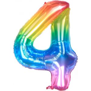 40 Pouces Foil Ballon Chiffre 4 Neon Rainbow (101cm),Gonflable Hélium ou Air,Géant Numéro 0-9,10-29,30-100,Grand Ballons pour Mariage,Décoration de Fête d'anniversaire - Neuf