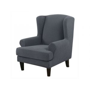 Housse De Fauteuil À Oreilles - Housse Extensible Gris Foncé Pour Fauteuil - Neuf