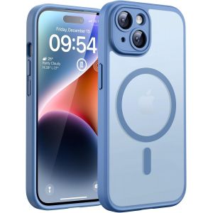 Coque Magnétique Iphone 14 6,1 Pouces ¿ Protection Caméra Et Objectifs, Renforts Type Militaire, Dos Translucide Mat Bleu Clair - Neuf