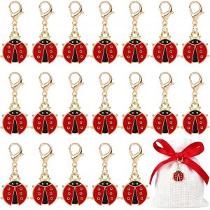 24Pcs Breloques Coccinelle Porte-Clé Pendentif Rond Porte-Bonheur Porte Clef Suspendu Rouge Ornement Création Collier Bracelet Boucles D'Oreilles Décoration Pour Mariage Anniversaire Fête Baptême - Neuf