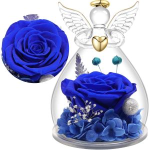 Rose Eternelle Cadeau Maman Noel,Ange Gardien en Verre avec Fleur Eternelle Cadeau Noel Femme Mamie Amie Anniversaire No&euml;l Saint Valentin Femme F&ecirc;te des M&egrave;res - Neuf