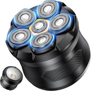 Rasoir Tete Chauve Homme,6d T&iquest;&ordm;te Magn&iquest;&iquest;Tique Rasoir ?Lectrique Humide/Sec &iquest;&iquest;Tanche Ipx7 ?Tanche Tondeuse Crane Chauve Type-C Rasoir Crane Homme Chauve Avec ?Cran Led - Neuf