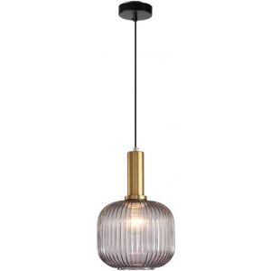 Subzonal-Lampe Suspendue Moderne, Suspension En Verre Gris Avec Douille De Suspension En Cuivre Dor&eacute; - Neuf