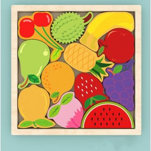 Puzzle en bois pour enfants, Puzzles en bois Fruits, Puzzle bébé à emboîter, Puzzles 3D pour bébé, Jouets éducatifs Montessori 2, 3 et 4 ans, Puzzle Jouets pour enfants, Cadeau d'anniversaire de Noël - Neuf