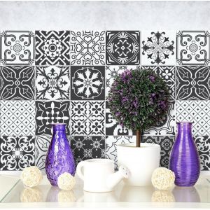 Eryi-- Autocollants Carrelage Salle De Bain Et Cuisine 12 Pcs 15x15 Cm - Ps00008 Décoration Murale En Carrelage Mosaïque Pvc Imperméable Style Carreaux De Ciment Azulejos - Neuf