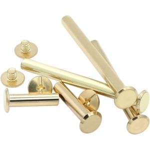 Chicago Reliure Vis,Vis à Tête Croix Ronde Laiton Plaqué Chicago Vis Bouton pour DIY Reliure de Décoration (M5x25mm,20 Kits) - Neuf