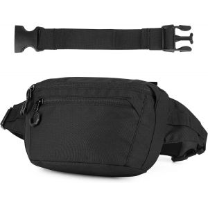 nzqaf-Huntvp Sac Banane Hommes et Femmes avec Ceinture d'Extension, Grande Taille, Bandoulière Réglable, Sacoche Ville Polyvalente pour Voyage, Sport, Travail, Randonnée, Cyclisme,Noir - Neuf