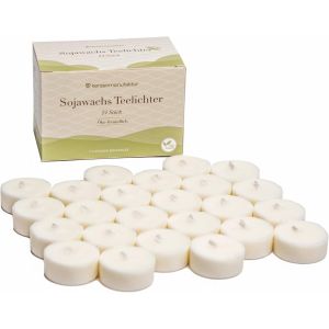 Lot de 24 bougies chauffe-plat à la cire de soja-Durable-Blanc-Bougies chauffe-plat écologiques sans coque - Neuf
