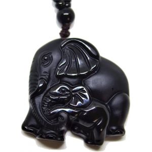 Collier Avec Pendentif En Obsidienne Naturelle Et Riche M&egrave;re &Eacute;l&eacute;phant Jade,Jade,Sans Pierre - Neuf