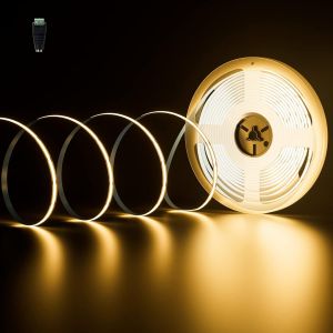 Bande Led Cob Blanc Chaud 2700k Dc24v, 10m 4800leds Cri 90+, 8mm De Largeur, Lumi&egrave;res Uniformes, Ruban Lumineuse Cob Pour Chambre, Projets De D&eacute;coration De Maison (Alimentation Non Incluse) - Neuf