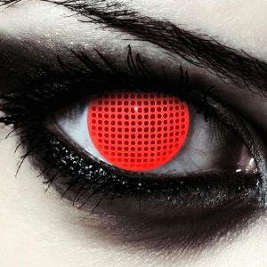 Kalanka-Designlenses Lentilles De Couleur Rouge Pour Halloween Costume, Avec Motif Quadrillé, 1 Paire (2 Pcs), Sans Correction + Étui À Lentilles ""Red Screen - Neuf