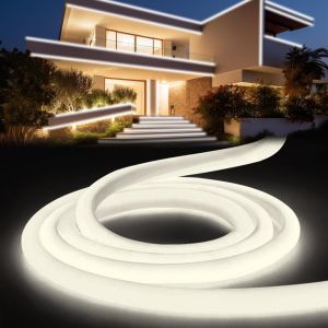 Led Neon Blanc Froid 2M, Flexible Ruban Led Exterieur Etanche Ip65, Tube Rond D&eacute;coupable Lumiere Bande 220V Led Strip Light Pour Maison Jardin F&ecirc;te Chambre Deco, Comprend Une Alime[RUB9224403] - Neuf