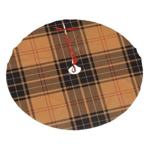 Jupe de sapin de No&euml;l &eacute;cossaise &agrave; carreaux tartan noir et beige, douce et amusante, pour une d&eacute;coration de No&euml;l champ&ecirc;tre de 122 cm (48 pouces). - Neuf