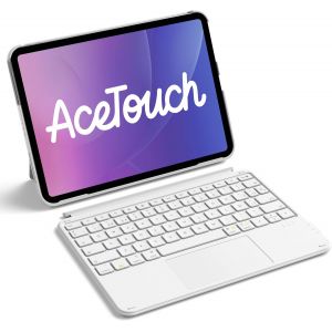 Coque Clavier Pour Ipad 11E/10E G&eacute;n, Pour Ipad 10E (10,9"")/11E (2025 A16), Air 11"" M3/M2, Air 6/5/4E, Pro 11 4E-1Re, Clavier Ultral&eacute;ger D&eacute;tachable Avec Pav&eacute; Tactile, Blanc Acetouch - Neuf